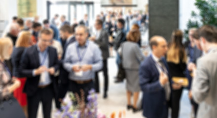 Image showing Abstract blured photo of business people socializing during banquet lunch break break at business meetin, conference or event