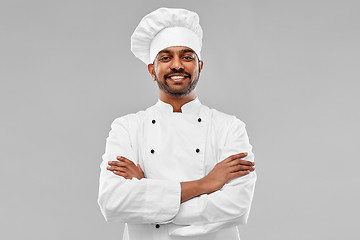 Image showing happy male indian chef in toque