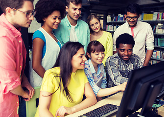 Image showing international students with computers at library