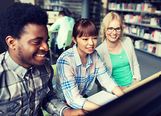 Image showing international students with computers at library