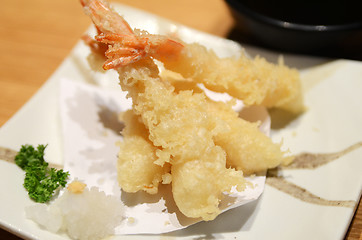 Image showing Close up of deep-fried tempura shrimps 