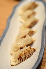 Image showing Close up Japanese Gyoza dumplings