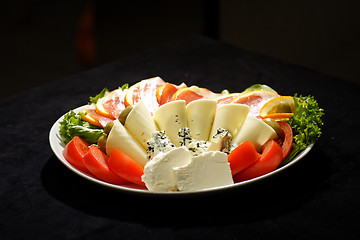 Image showing prosciutto ham and cheese salad