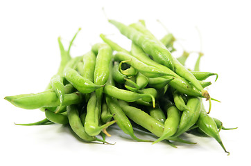 Image showing Pile of raw green baby fine beans