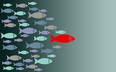 Image showing Leadership fish graphic on blue background