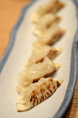 Image showing Close up Japanese Gyoza dumplings