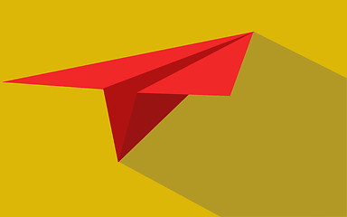 Image showing Red paper plane with shadow