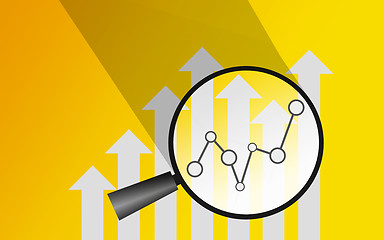 Image showing Business concept, magnifying glass for data analysis