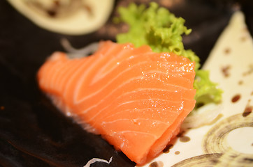 Image showing Salmon sashimi in Japanese style 