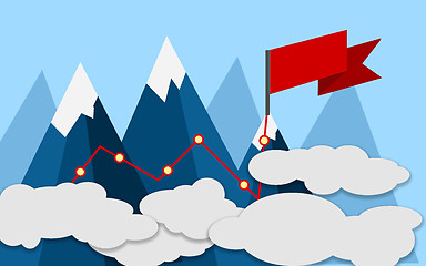 Image showing Flag on the mountain, Success concept