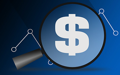 Image showing Dollar sign with magnifying glass