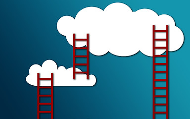 Image showing Ladder to the clouds on blue background,