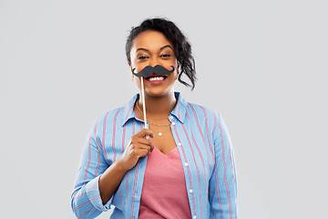 Image showing african american woman with vintage moustaches