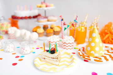 Image showing piece of cake on plate at birthday party