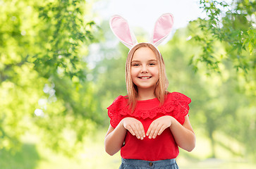 Image showing happy girl wearing easter bunny ears headband