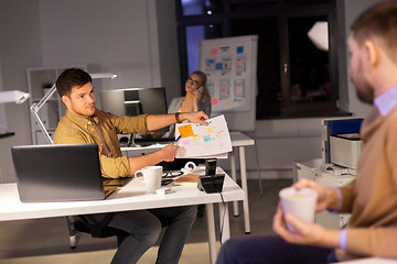 Image showing business team with papers working late at office