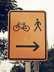 Image showing Vintage looking Bike lane sign