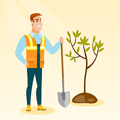 Image showing Man plants tree vector illustration.