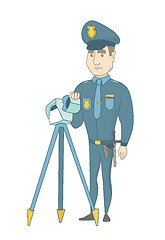 Image showing Policeman with radar for traffic speed control.