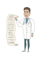 Image showing Young hispanic doctor giving presentation.