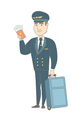 Image showing Caucasian steward showing passport and ticket.