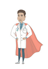 Image showing Young hispanic doctor dressed as a superhero.