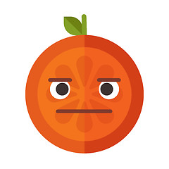 Image showing Emoji - no words straight orange smile. Isolated vector.