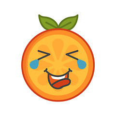 Image showing Emoji - laughing with tears orange smile. Isolated vector.