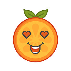 Image showing Emoji - orange in love with happy smile. Isolated vector.