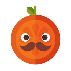 Image showing Emoji - gentleman orange smile with mustache and monocle. Isolated vector.