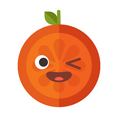 Image showing Emoji - winking orange with happy smile. Isolated vector.