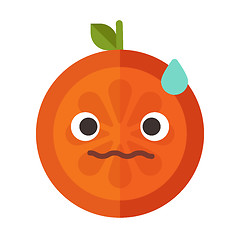 Image showing Emoji - worry orange with drop of sweat. Isolated vector.