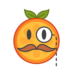 Image showing Emoji - gentleman orange smile with mustache and monocle. Isolated vector.