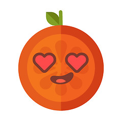 Image showing Emoji - orange in love with happy smile. Isolated vector.