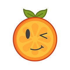 Image showing Emoji - winking orange with happy smile. Isolated vector.