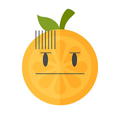 Image showing Emoji - no words straight orange smile. Isolated vector.