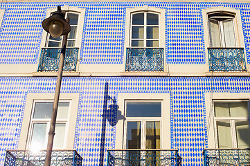 Image showing Typical Portugal tile building wall