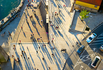 Image showing Crowded street, aerial view