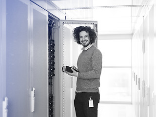 Image showing technician using digital cable analyzer