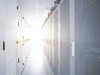 Image showing modern server room with white servers