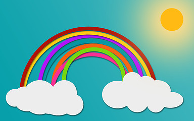 Image showing Cloud and Rainbow in blue sky paper art