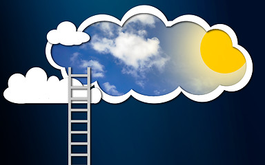 Image showing Ladder into the sunny sky