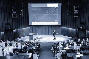 Image showing Speaker giving presentation on business conference event.