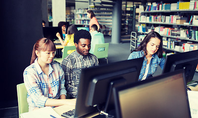 Image showing international students with computers at library