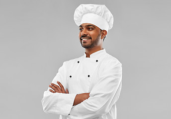 Image showing happy male indian chef in toque