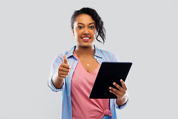 Image showing happy african american woman showing thumbs up