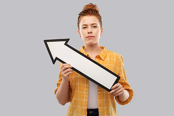 Image showing teenage girl with arrow shows north west direction