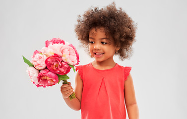 Image showing happy little african american girl with flowers