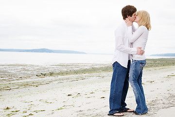 Image showing Kissing caucasian couple in love