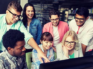 Image showing international students with computers at library